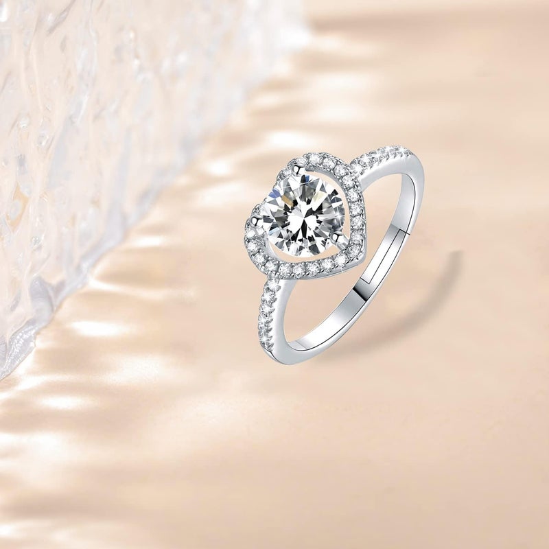 M&Ostyle Store 925Silver Moissanite Adjustable Engagement Ring, Promise Eternity Ring for Women,Wedding Rings,Jewelry Gift,Friendship Promise Fashion Jewelry Valentine Gifts for Women - Image 5